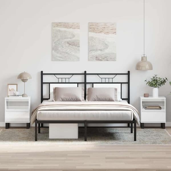 vidaXL sengeskabe 2 stk. 40x35x50 cm konstrueret træ hvid højglans