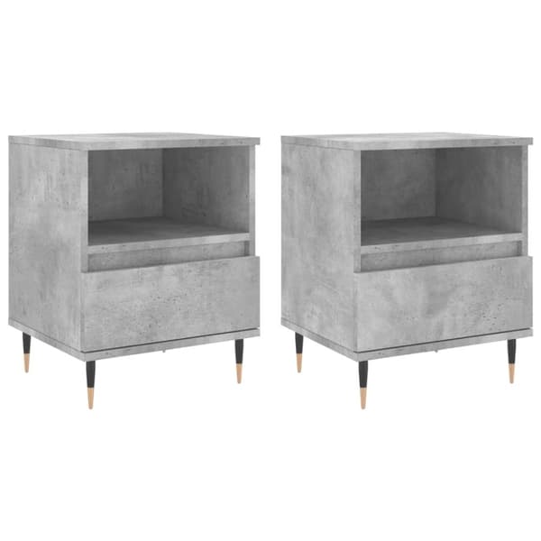 vidaXL sengeborde 2 stk. 40x35x50 cm konstrueret træ betongrå