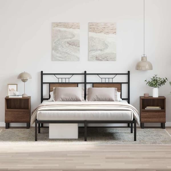 vidaXL sengeborde 2 stk. 40x35x50 cm brun egetræsfarve
