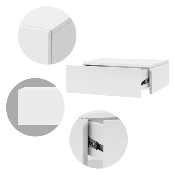 Ripustettava yöpöytäkaappi 46x30x15 cm valkoinen matta MDF sis. laatikon ML-muotoilu