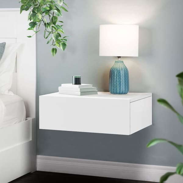 Ripustettava yöpöytäkaappi 46x30x15 cm valkoinen matta MDF sis. laatikon ML-muotoilu