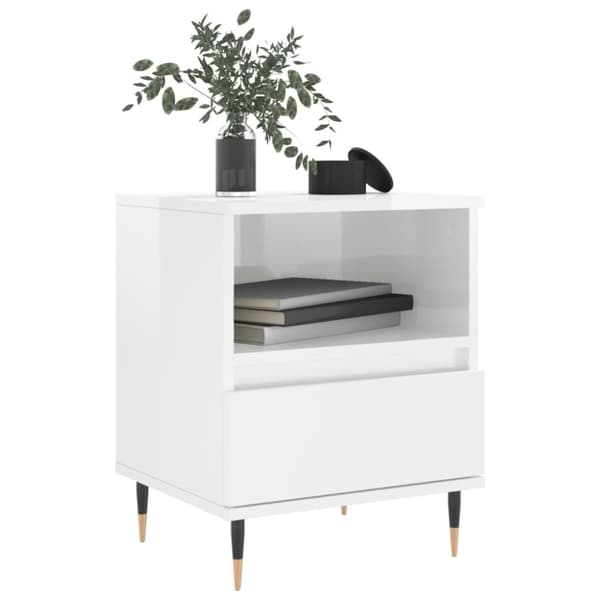 vidaXL sengeskabe 2 stk. 40x35x50 cm konstrueret træ hvid højglans