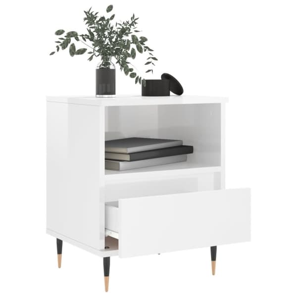 vidaXL sengeskabe 2 stk. 40x35x50 cm konstrueret træ hvid højglans