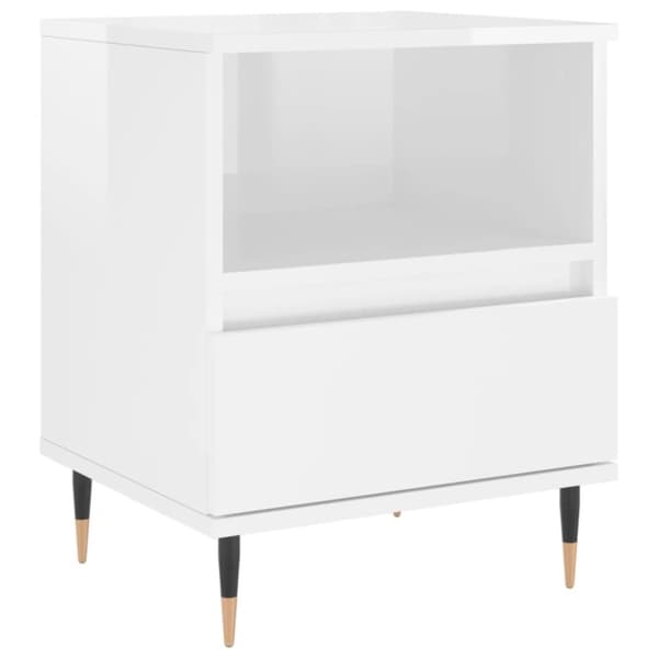 vidaXL sengeskabe 2 stk. 40x35x50 cm konstrueret træ hvid højglans