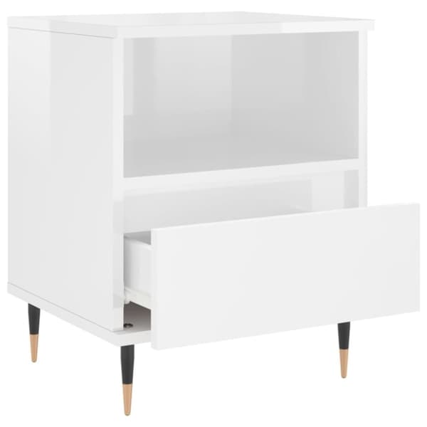 vidaXL sengeskabe 2 stk. 40x35x50 cm konstrueret træ hvid højglans