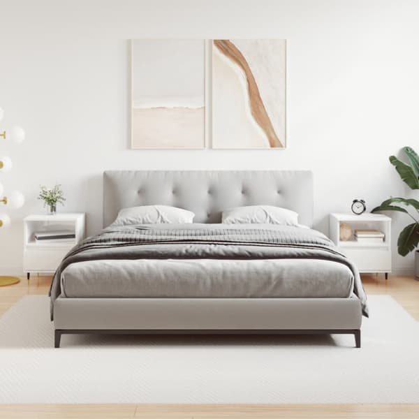 vidaXL sengeskabe 2 stk. 40x35x50 cm konstrueret træ hvid højglans