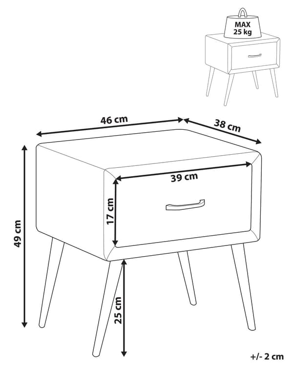 Sengebord Beige Boucle Polstret Design Natbord med Skuffe Minimalistisk Design Soveværelse Tilbehør Bord til Seng Sidebord