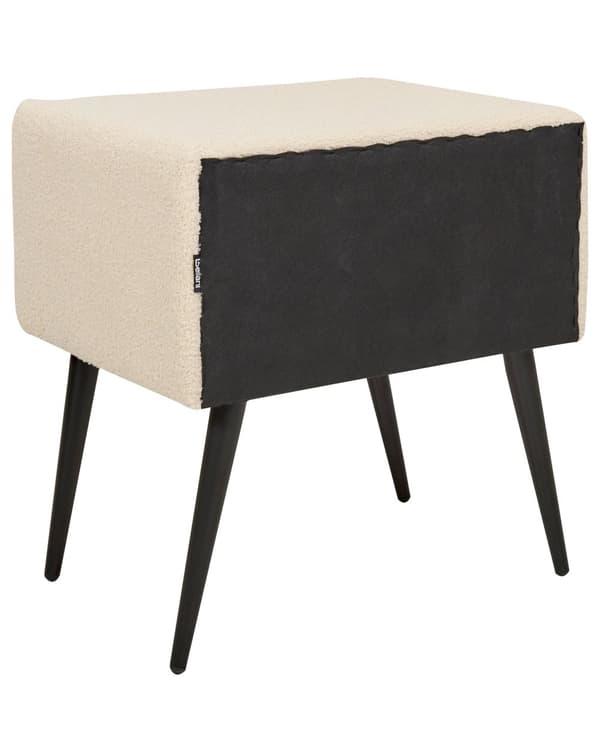 Sengebord Beige Boucle Polstret Design Natbord med Skuffe Minimalistisk Design Soveværelse Tilbehør Bord til Seng Sidebord
