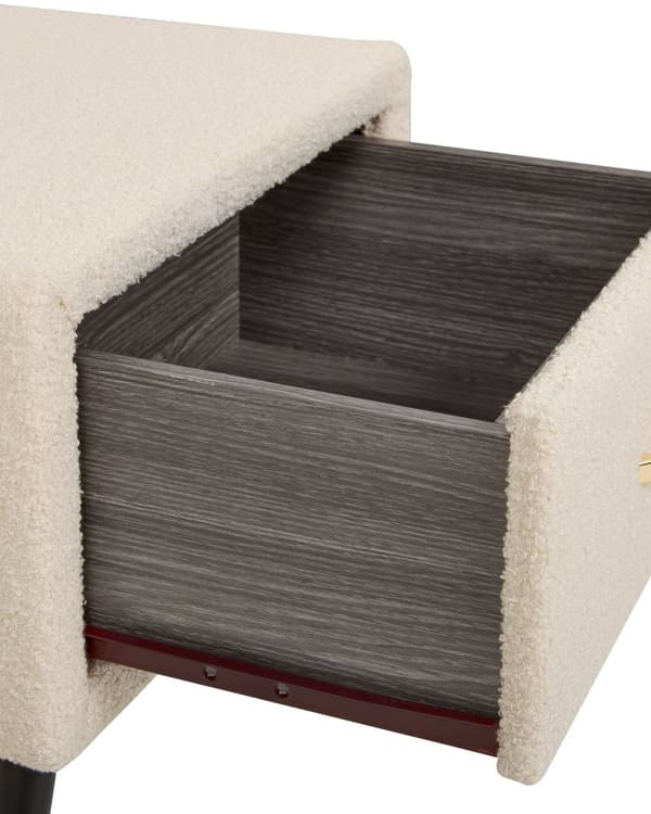 Sengebord Beige Boucle Polstret Design Natbord med Skuffe Minimalistisk Design Soveværelse Tilbehør Bord til Seng Sidebord
