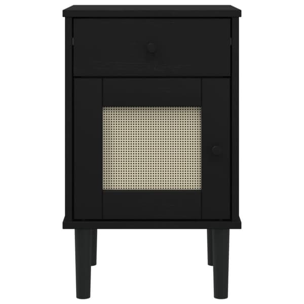 vidaXL Nattbord SENJA rotting utseende svart 40x35x65 cm heltre furu