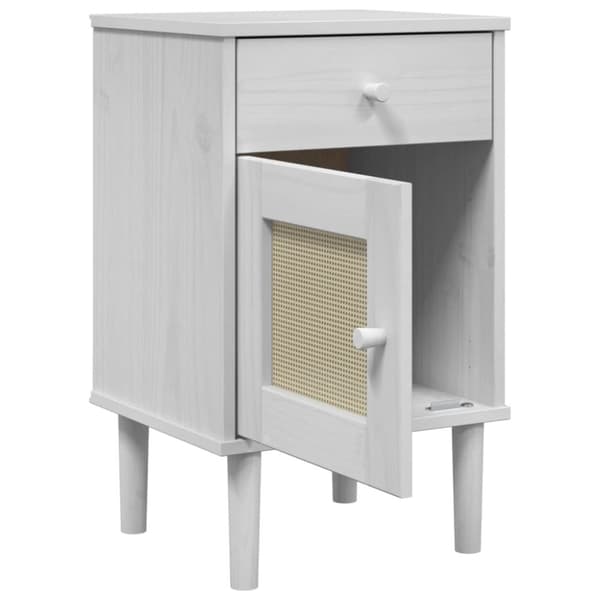 vidaXL Nattbord SENJA rotting utseende hvit 40x35x65 cm heltre furu