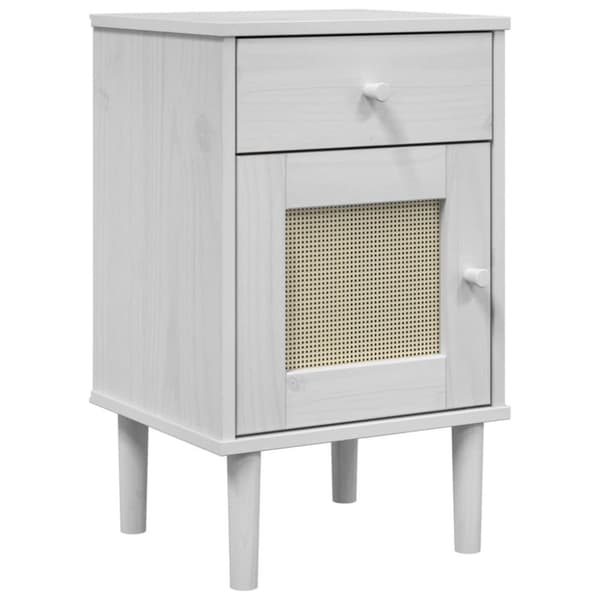 vidaXL Nattbord SENJA rotting utseende hvit 40x35x65 cm heltre furu