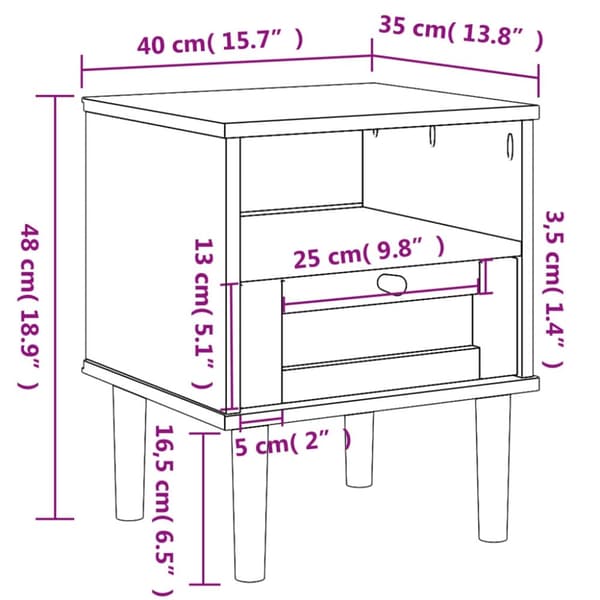 vidaXL Nattbord SENJA rotting utseende hvit 40x35x48 cm heltre furu