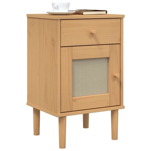 vidaXL Nattbord SENJA rotting utseende brun 40x35x65 cm heltre furu