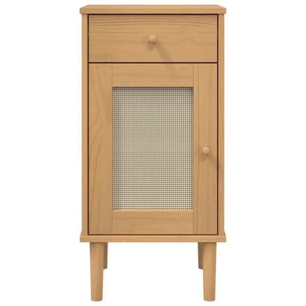 vidaXL sengebord SENJA rattanlook 40x35x80 cm massivt fyrretræ brun