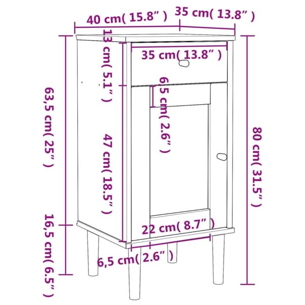 vidaXL sengebord SENJA rattanlook 40x35x80 cm massivt fyrretræ brun