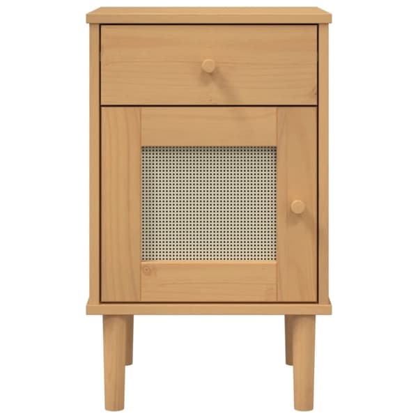 vidaXL Yöpöytä SENJA rottinkityyli ruskea 40x35x65 cm täysi mänty