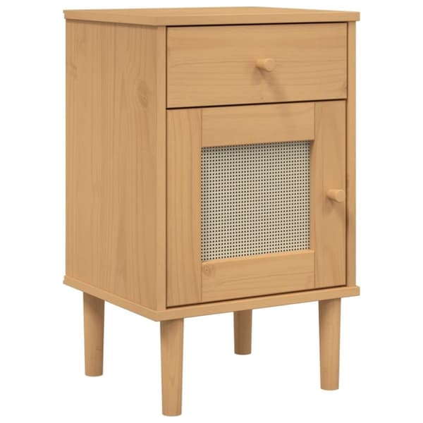 vidaXL Yöpöytä SENJA rottinkityyli ruskea 40x35x65 cm täysi mänty