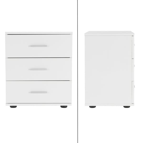 ML-Design säng Vit med 3 lådor sängbord av spånskivor tabell Schlichter nattduksbordet 45x34x50 cm (BxHxD) som är lämpliga för varje
