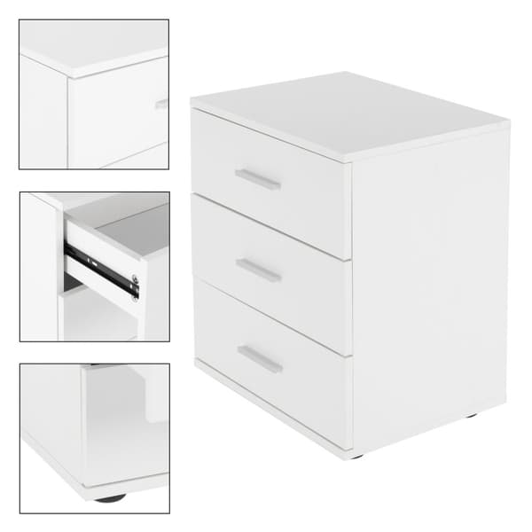 ML-Design säng Vit med 3 lådor sängbord av spånskivor tabell Schlichter nattduksbordet 45x34x50 cm (BxHxD) som är lämpliga för varje