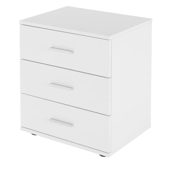 ML-Design säng Vit med 3 lådor sängbord av spånskivor tabell Schlichter nattduksbordet 45x34x50 cm (BxHxD) som är lämpliga för varje