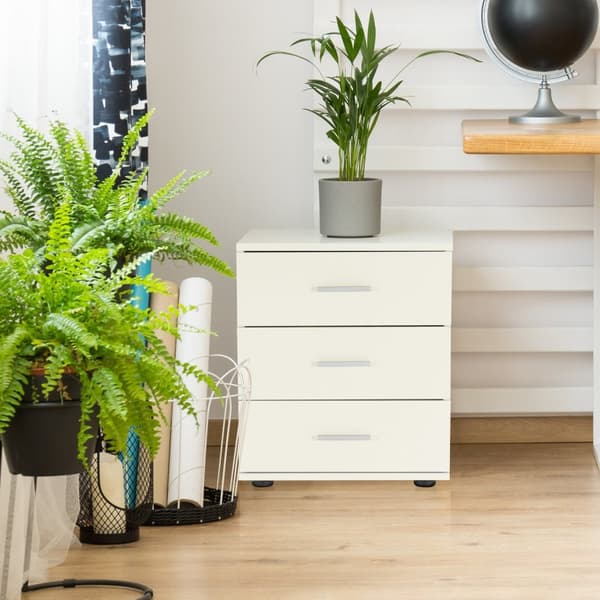 ML-Design säng Vit med 3 lådor sängbord av spånskivor tabell Schlichter nattduksbordet 45x34x50 cm (BxHxD) som är lämpliga för varje