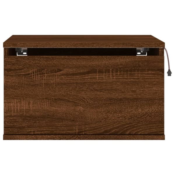 vidaXL Vegghengte nattbord med LED-lys 2 stk brun eik