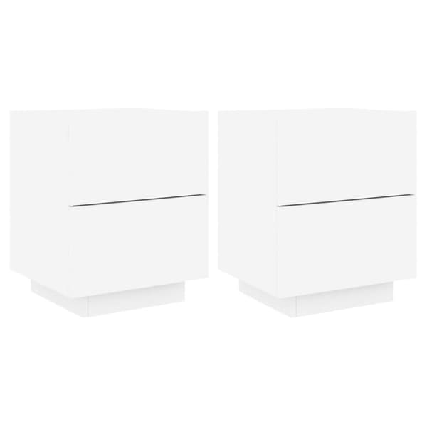 vidaXL Nattbord med LED 2 stk hvit konstruert tre