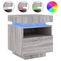 Miniatyrbillede 2 af 11: vidaXL sengebord med LED-lys 40x39x48,5 cm grå sonoma-eg