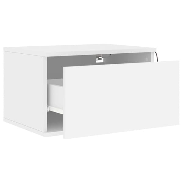 vidaXL Vegghengte nattbord med LED-lys 2 stk hvit