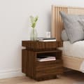 Miniatyrbilde 3 av 11: vidaXL Nattbord med LED brun eik 40x39x48,5 cm