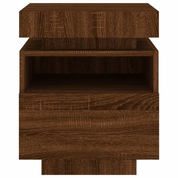 vidaXL sengebord med LED-lys 40x39x48,5 cm brun egetræsfarve