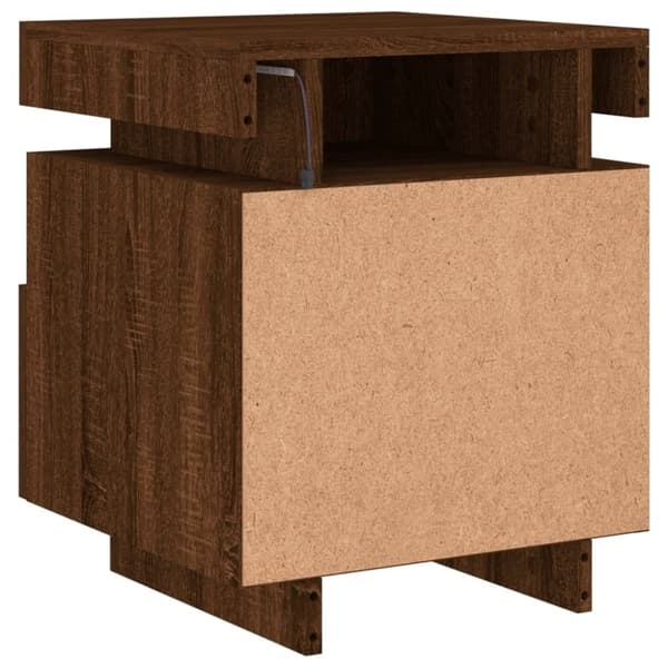 vidaXL sengebord med LED-lys 40x39x48,5 cm brun egetræsfarve