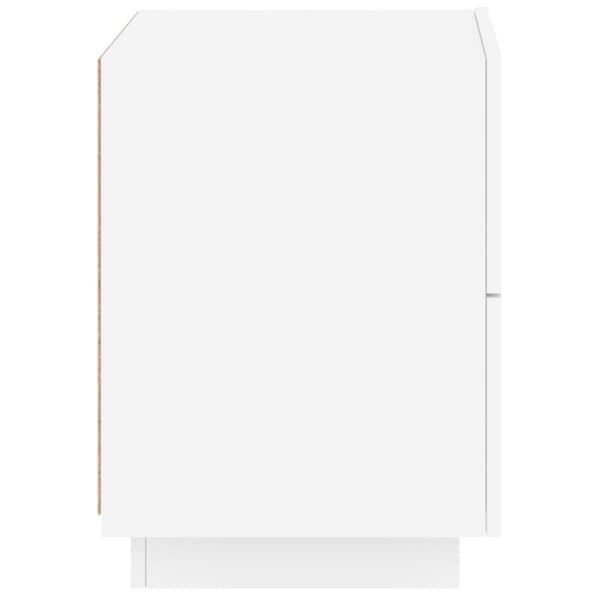 vidaXL Nattbord med LED hvit konstruert tre