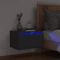 Miniatyrbilde 1 av 11: vidaXL Vegghengt nattbord med LED-lys svart