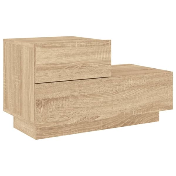 vidaXL Yöpöytä LED-valoilla Sonoma-tammi 70x36x40,5 cm