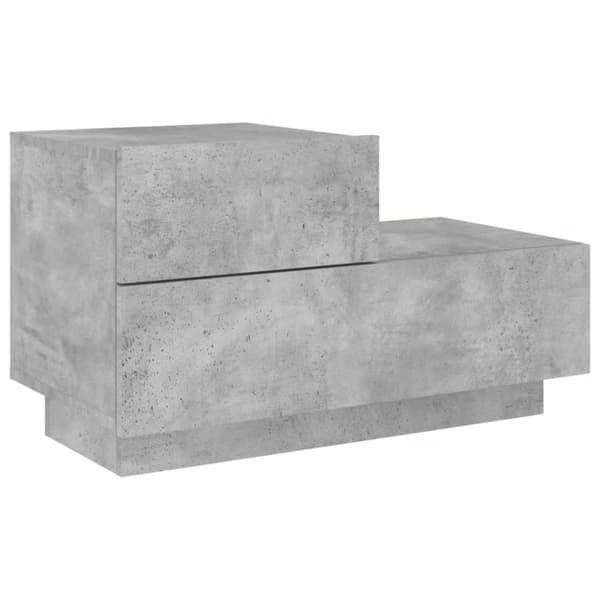 vidaXL Nattbord med LED betonggrå 70x36x40,5 cm