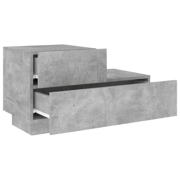 vidaXL Nattbord med LED betonggrå 70x36x40,5 cm
