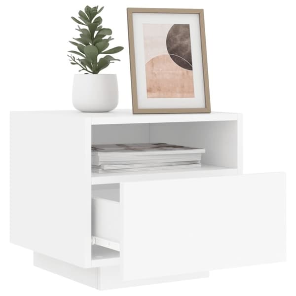 vidaXL Nattbord med LED 2 stk hvit 40x39x37 cm
