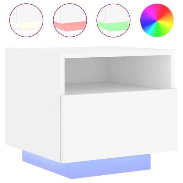 vidaXL Nattbord med LED 2 stk hvit 40x39x37 cm