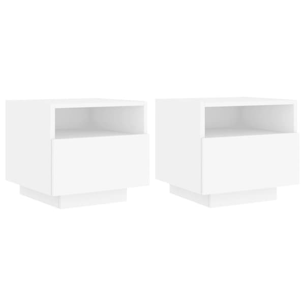 vidaXL Nattbord med LED 2 stk hvit 40x39x37 cm