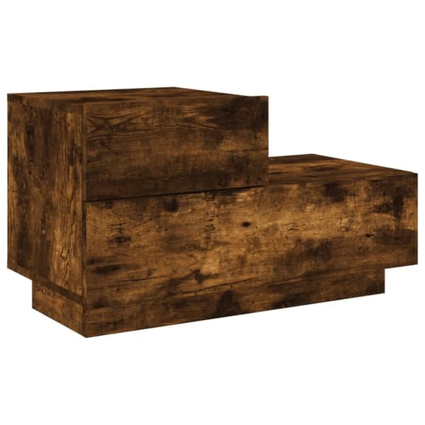 vidaXL Yöpöytä LED-valoilla savutammi 70x36x40,5 cm