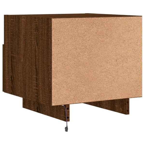 vidaXL sengeborde 2 stk. med LED-lys 40x39x37 cm brun egetræsfarve