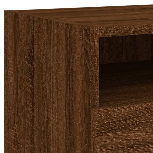 vidaXL sengeborde 2 stk. med LED-lys 40x39x37 cm brun egetræsfarve