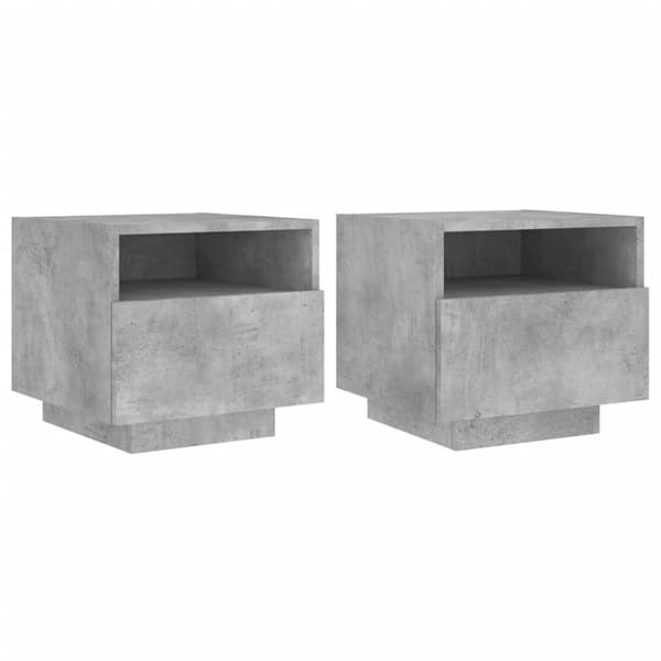 vidaXL Nattbord med LED 2 stk betonggrå 40x39x37 cm