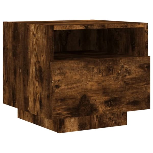 vidaXL Nattbord med LED 2 stk røkt eik 40x39x37 cm