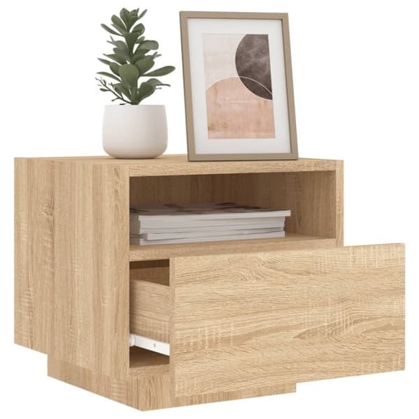 vidaXL Nattbord med LED sonoma eik 40x39x37 cm