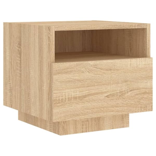 vidaXL Nattbord med LED sonoma eik 40x39x37 cm