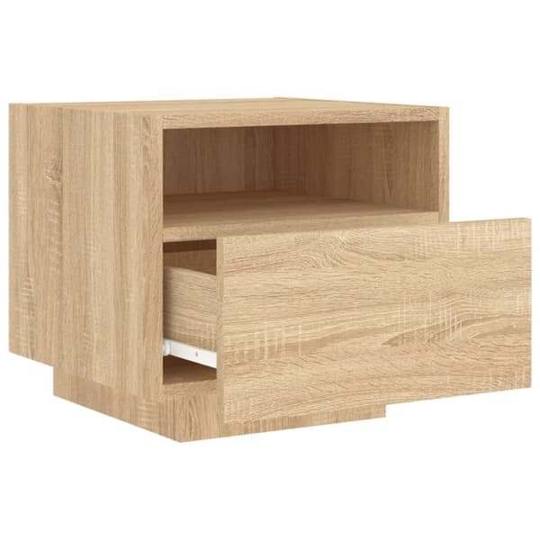 vidaXL Nattbord med LED sonoma eik 40x39x37 cm