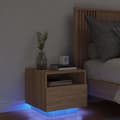 Miniatyrbilde 1 av 11: vidaXL Nattbord med LED sonoma eik 40x39x37 cm